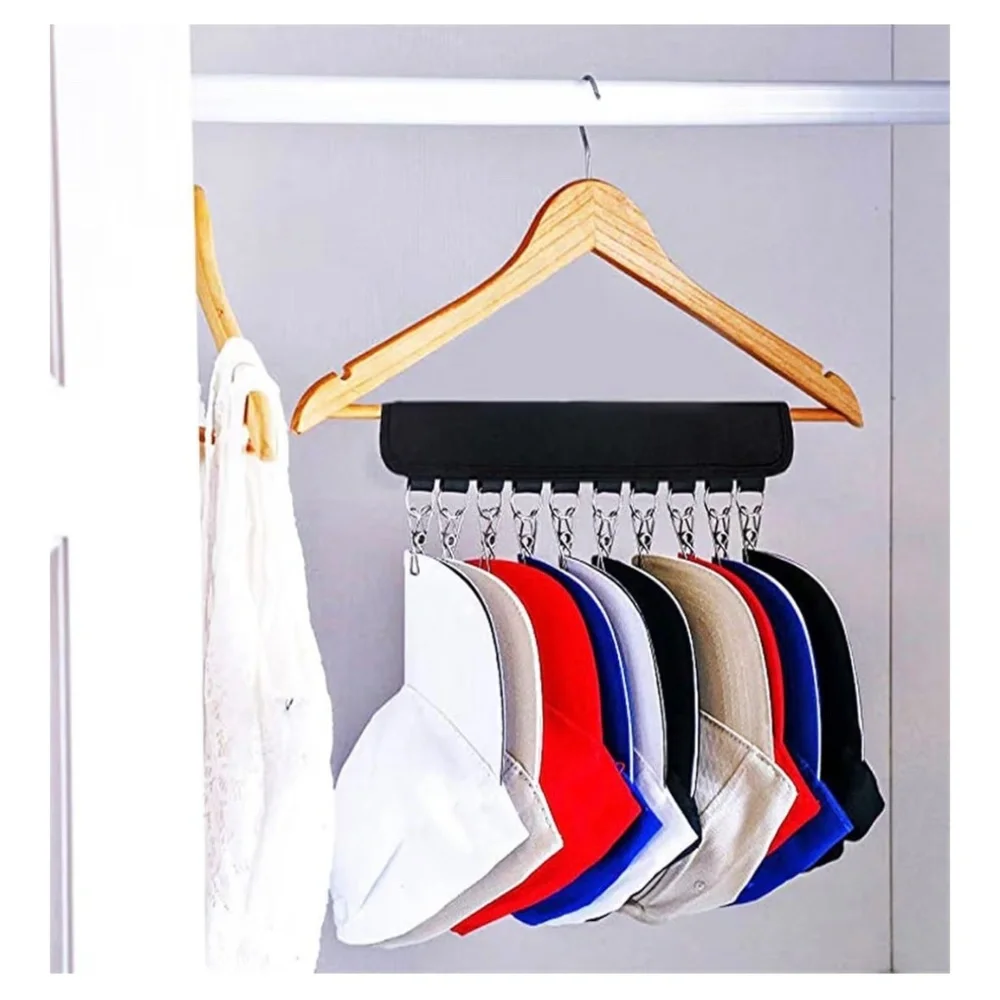 Hat Organizer Clip Hanger 10-Clip Baseball Cap Storage Rack Closet Holder